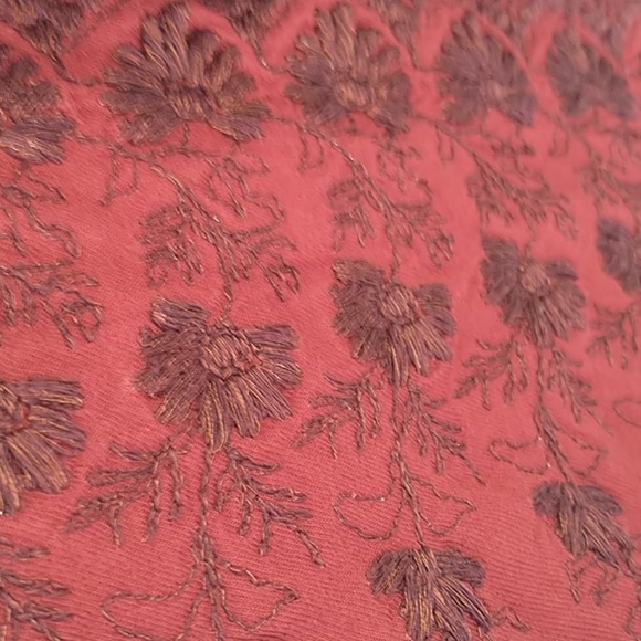 Anthropologie Tiny Burgundy Maroon Embroidery Button Down Belted Dress M - Picture 5 of 12